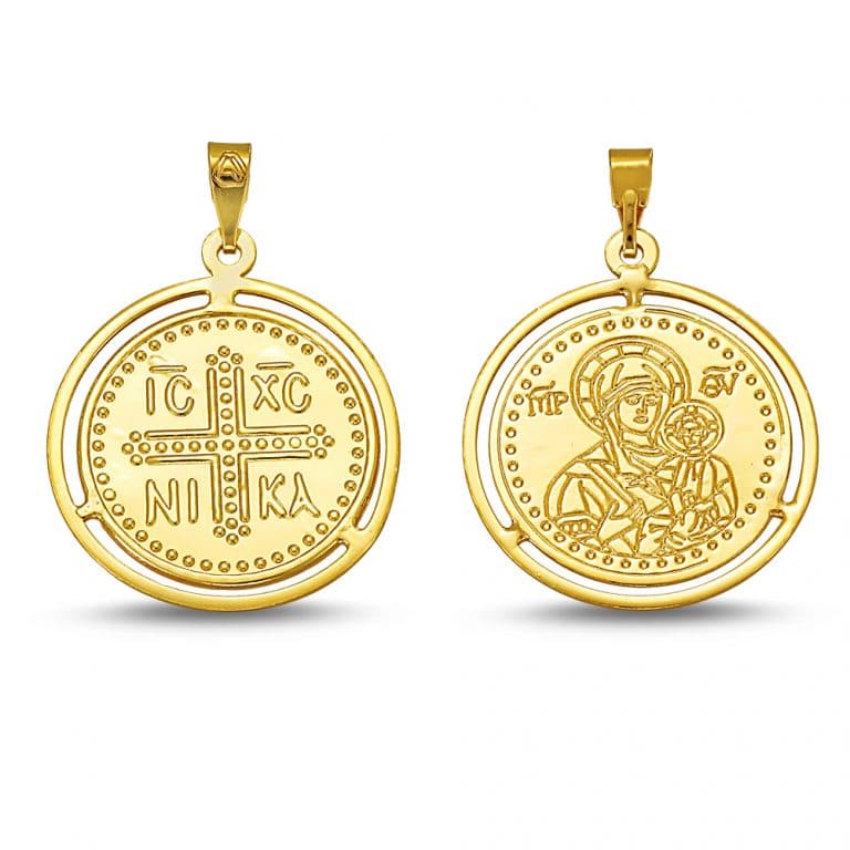 Pendant gold circle double face