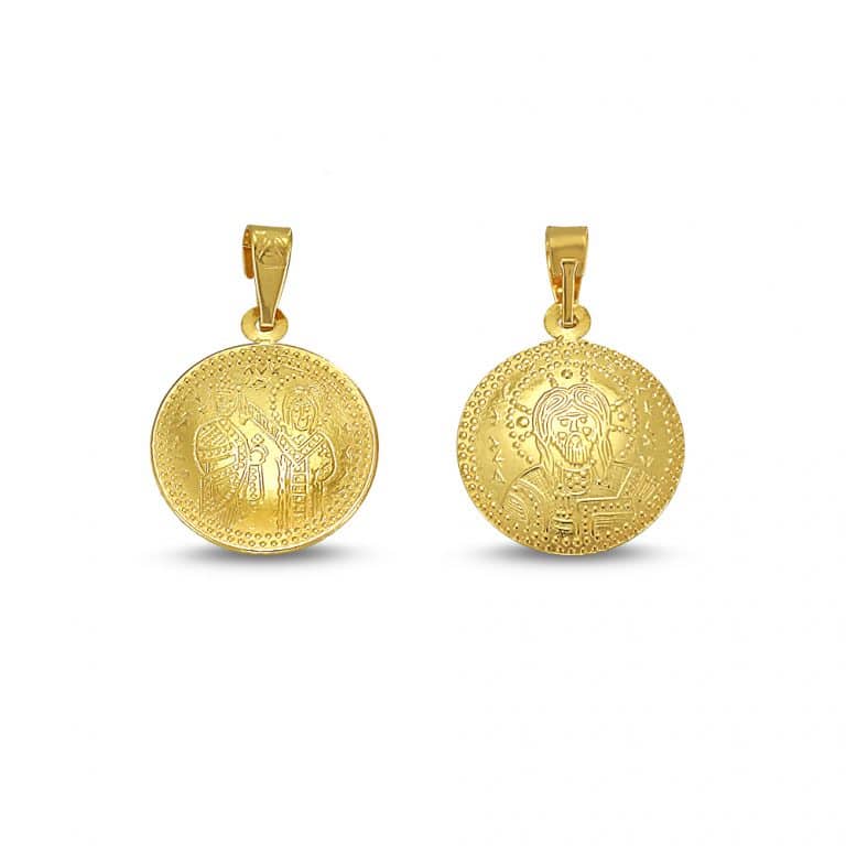 Pendant circle double face gold
