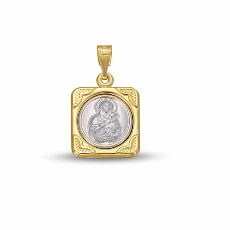 Pendant two colour square Madonna