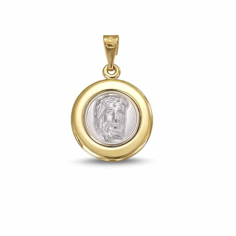Pendant two colour circle Jesus polished