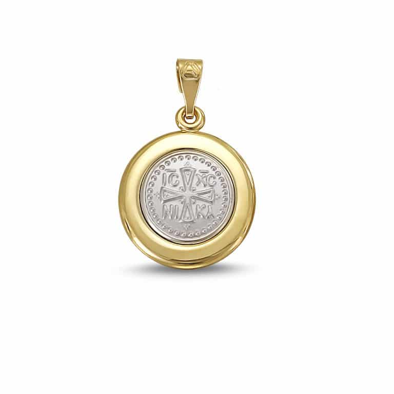 Pendant two colour circle polished Madonna
