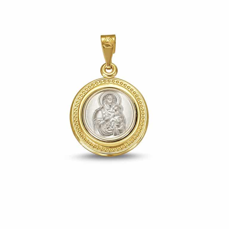 Pendant two colour circle polished Madonna