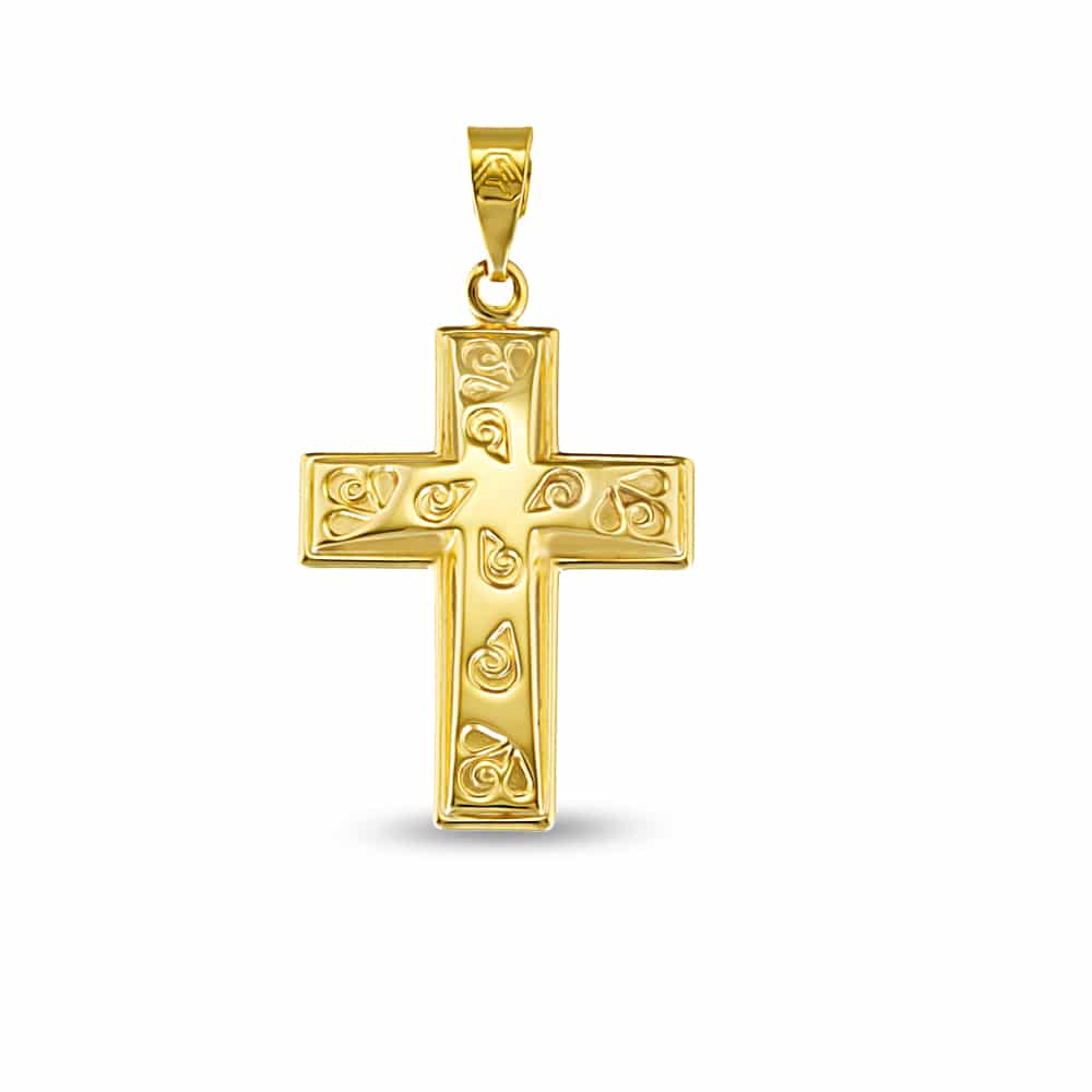 Cross gold engraved motifs