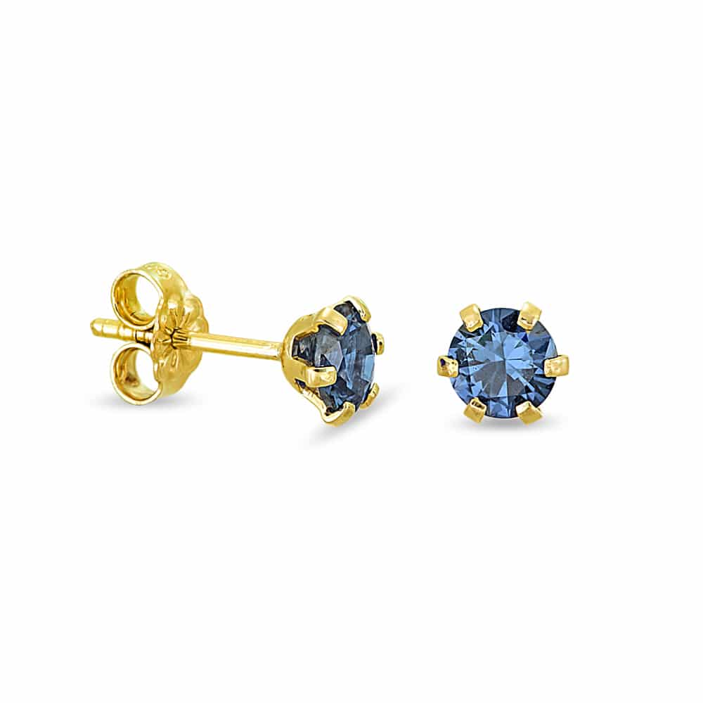 Gold earrings with blue zircon