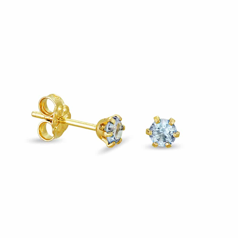 / Gold earrings with small white zircon