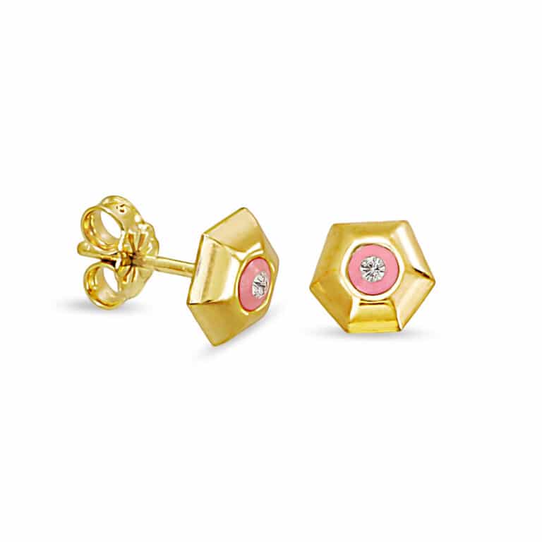 Gold earrings umbrella enamel strass