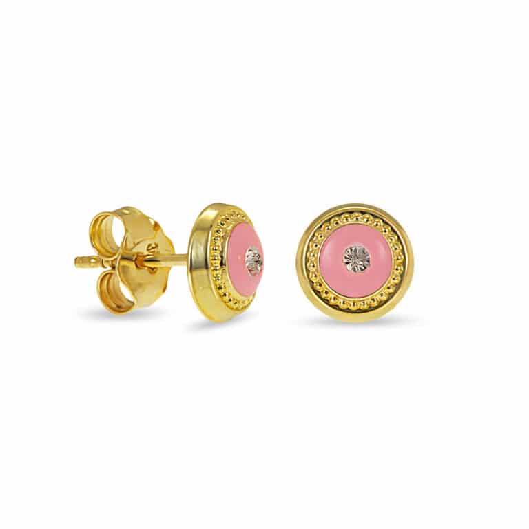 Gold earrings with enamel and strass