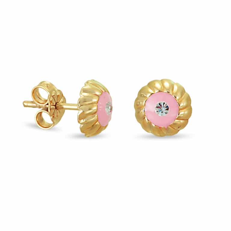 Gold earrings with enamel and strass