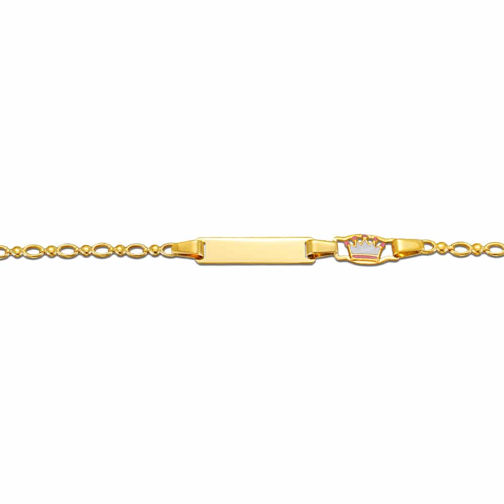 Identity bracelet gold with white enamel crown