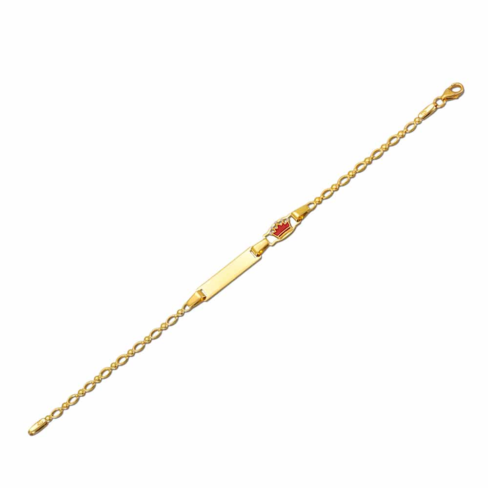 Identity bracelet gold with red enamel crown