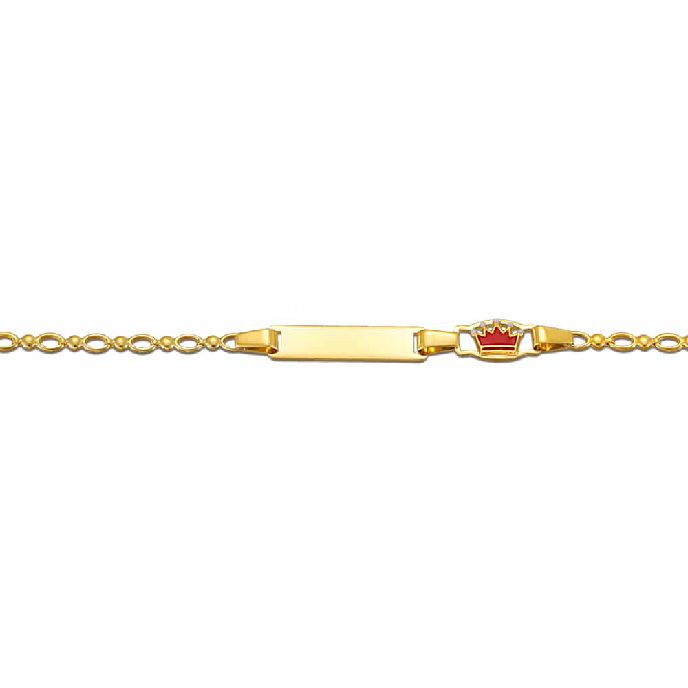 Identity bracelet gold with red enamel crown