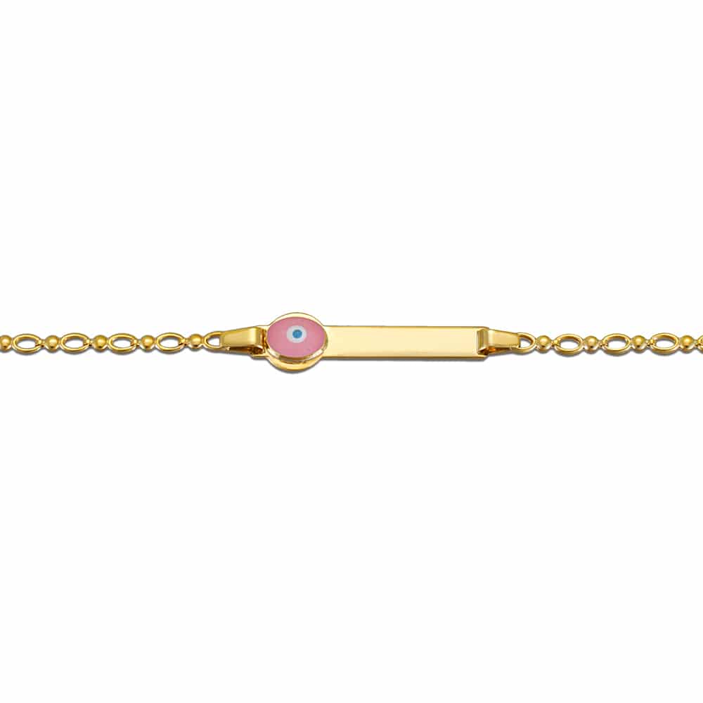 Identity bracelet gold with pink eye